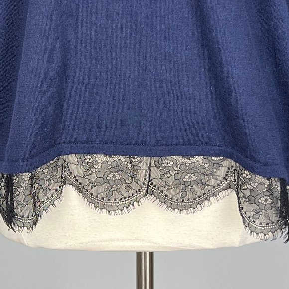 Joie Yael Womens Blue Lace Hem Sweater Cashmere Relaxed Scoop Back size Small - Picture 6 of 15